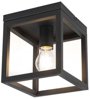 Qazqa Deckenleuchte Cage, ohne Leuchtmittel, E27, Schwarz, Industrie, Stahl, 1-flammig