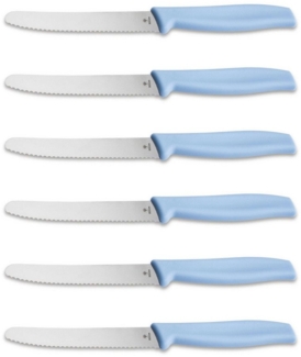 Böker Manufaktur Solingen Brötchenmesser Böker Brötchenmesser mit Wellenschliff Hellblau (6 Stück)