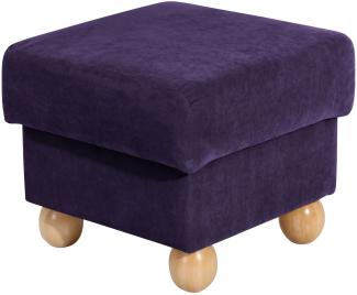 Hocker Kasha Bezug Veloursstoff Buche natur / violett 22275