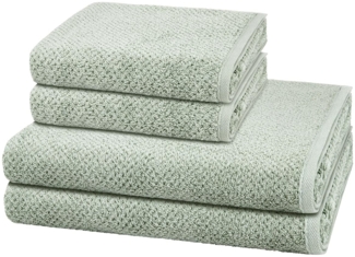 Cawö Pure 4 tlg. Frottier-Set - 2 X Handtuch (50 X 100cm), 2 X Duschtuch (80 X 150cm) - 494 g/m2 - Eukalyptus