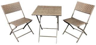 Bistroset 3 teilig Metall Polyrattan braun bicolor