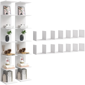 Bellamio 'Ems' Wandregal, weiß, Regal mit 7 Ablagen, vertikal oder horizontal montierbar, 2er-Set