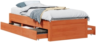 vidaXL Massivholzbett ohne Matratze mit Schubladen Braun 75x190 cm 3308830