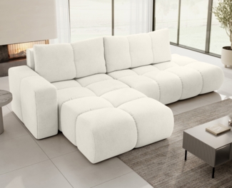 AX LIVING Ecksofa mit Schlaffunktion Hosio, 288 cm in edlem Cremeweiß Links