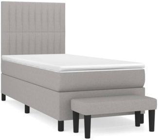vidaXL Boxspringbett mit Matratze Hellgrau 80x200 cm Stoff 3136709