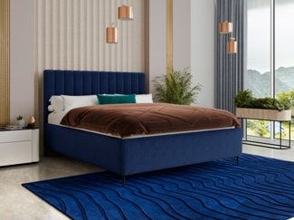 Polsterbett Soho - Bettkasten mit Gasdruckfedern - Doppelbett mit Lattenrost, Bett mit Metallfüße und Polsterkopfteil, Bettgestell, Schlafzimmer, Velvet Stoff (Blau (Kronos 09), 180x200 cm)