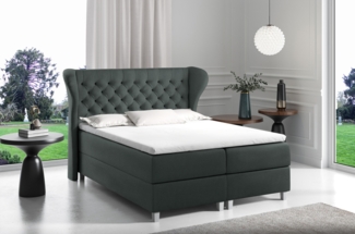 99rooms Turin Boxspringbett Strukturstoff 200x200 cm Dunkelgrau
