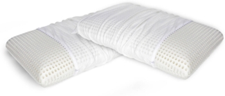 Dmora Set mit 2 Kopfkissen Basilico, Bettkissen, Ergonomisches Produkt, Schlafzimmerkissen, Made in Italy, 70x40 h16 cm, Weiß