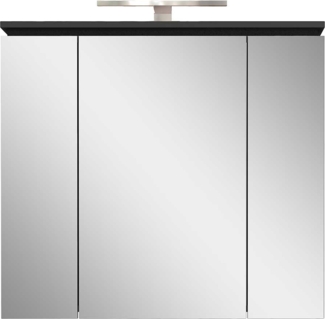 Spiegelschrank Moldau / Modesto , Glas, Holzwerkstoff , Schwarz, Verspiegelt , 76 x 74 x 23 cm