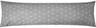 Heubergshop Seitenschläferkissenbezug, (1 Stück), 40x145cm Sterne in grau, schwarz und weiß 100% Baumwolle (376/5-grau)
