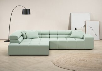 INOSIGN Ecksofa Ancona incl. Kopfteilverstellung, Zierkissen Breite 319cm, L-Form, wahlweise motorische Sitztiefenverstellung, auch in Cord + Easy Care