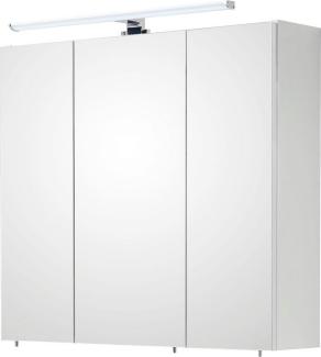 Saphir Spiegelschrank Quickset 360 Badschrank, 3 Spiegeltüren, 6 Einlegeböden, 75 cm breit inkl. LED-Beleuchtung, Türdämpfer, Schalter-/Steckdosenkombination