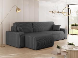 Ecksofa Pixalo L Cord mit Schlaffunktion und Bettkasten (Farbe: Poso 22)