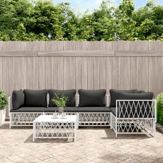 vidaXL 6-tlg. Garten-Lounge-Set mit Kissen Weiß Stahl 3186874