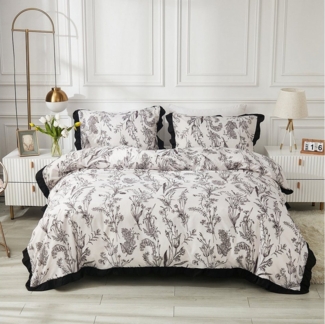 BYSURE Bettwäsche, Polyester, 3 teilig, Blumen-Bettbezug Set