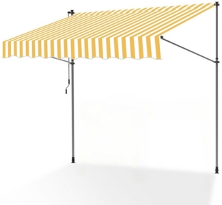 Clanmacy Klemmmarkise Klemmmarkise 200cm Balkonmarkise Markise Terrasse Balkon Gelb Weiß