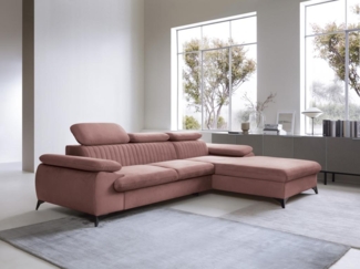 Vente-unique - Ecksofa mit Schlaffunktion - Ecke rechts - Samt - Rosa - SAMARA von PASCAL MORABITO