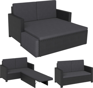 STEELSØN 'Elnath' Polyrattan 2er Sofa mit Hocker, schwarz