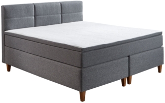 Boxspringbett Kansas / Kenora BX236 , Mikrofaser , Grau , 140 x 110 x 213 cm
