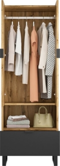 OKWISH Highboard Garderobenschrank (Hochschrank, Kommode, 1 St, 2 Türen, 1 Schublade), mit verstellbaren Einlegeböden,Kleiderstange