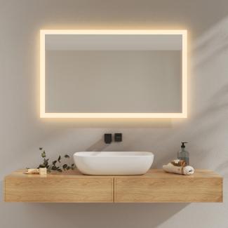 EMKE LED Badspiegel mit Beleuchtung 100x60cm Warmweiß Licht Badezimmerspiegel Wandschalter (nicht enthalten)