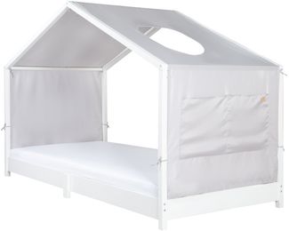 roba Bezug für Montessori Hausbetten 90 x 200 cm - Passendes Zubehör zum Umbau in Himmelbett - Inkl. 3 Aufbewahrungstaschen & Dachfenster - Hellgrau