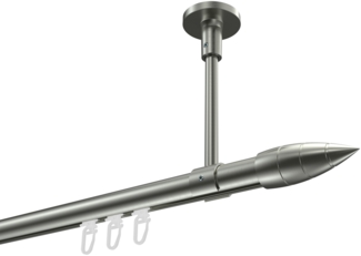 Innenlauf-Gardinenstangen-Set Sonette Samanto 280 cm (geteilt in 2x140 cm), 1-läufig, 20 mm Ø Edelstahl-Optik