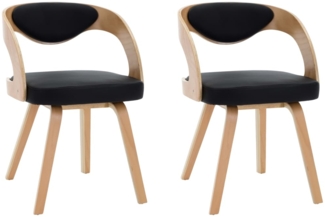 vidaXL Esszimmerstühle 2 Stk. Schwarz Bugholz und Kunstleder [283105]