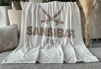 Sansibar 'Sylt' Wohndecke, Mikrofaser Fleece offwhite/taupe, 150 x 200 cm