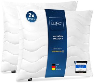 LILENO HOME Kopfkissen - gestepptes Kissen in verschiedenen Größen - Made in Germany, Füllung: 100% Polyester, Rückenschläfer, Seitenschläfer, Bauchschläfer, Spar-Set, 2er Set, Kopfkissen 80x80 cm HART mit 1.200g Füllung, allergikergeeignet