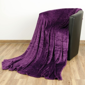 Kuscheldecke Wohndecke "Celina" - hochwertige Flauschige Decke, 130x170 cm - Violett