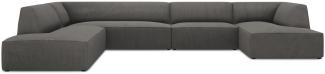 Micadoni 7-Sitzer Panorama Ecke links Sofa Ruby | Bezug Dark Grey | Beinfarbe Black Plastic