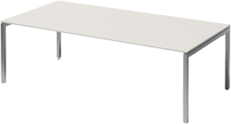 Bisley Cito Konferenztisch 240x120 cm, Tischplatte in Grauweiß, U-Gestell in Silber - Besprechungstisch & Meetingtisch, großer Chef Schreibtisch XXL-Tisch Konferenzraum Chefbüro, DUF2412-GW-355