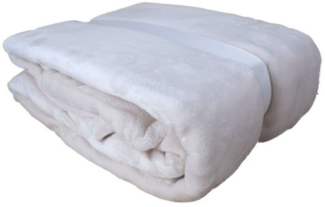 XXL Flanell Kuscheldecke 180 x 220 cm Wohndecke 260g/m² wärmespeichernd weiß