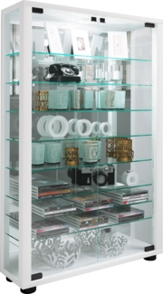 VCM Standvitrine Lumo 917747 Weiß H. 91 x B. 59 x T. 18 cm