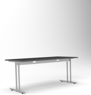 Rheinland Möbel Statio Schreibtisch 180x80 cm höhenverstellbar ±10 mm in Graphit – geräumiger Bürotisch für Homeoffice & Büro, gerader Fuß, Kabelwanne, einfache Montage, FSC® zertifiziert