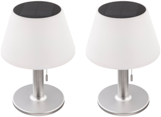 2er Set LED Solar Tischleuchte, Kunststoff, weiß, Höhe 28 cm