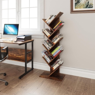 YITAHOME Bücherregal Standregal CD Regal Baumform 25x50x142cm Retro