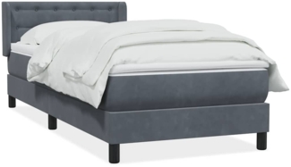 vidaXL Boxspringbett mit Matratze Dunkelgrau 90x220 cm Samt 3318478