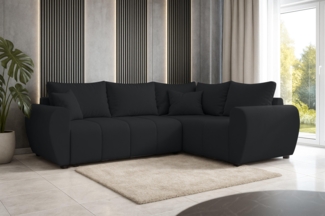 AX LIVING Malatya L Ecksofa mit Schlaffunktion Schlafsofa Schwarz 235cm R