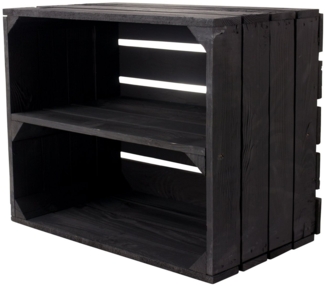 Kistenkolli Altes Land Allzweckkiste Obstkiste Johanna schwarzLängs Holzkiste mit Regalbrett Weinkiste (Spar-Set)