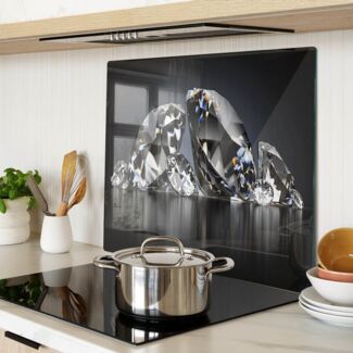 Tulup Schneidebrett Spritzschutz Herdabdeckplatte Glas Frühstücksbrett Schneideplatte, (1-St), Arbeitsplatte Herdschutz - Diamanten