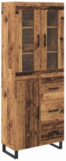 vidaXL Highboard mit Schubladen 2 pcs Altholz Engineered Wood und Glas 3415681