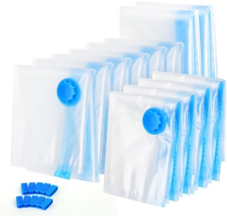 ElitVita Kleiderschutzhülle Vakuumierbeutel, 40x60 cm / 60x80 cm / 80x100 cm, Wiederverwendbar (set, 12 St, 12 St. Vakuum Aufbewahrungsbeutel) Kleiderbeutel für Kleiderschrank Reisen Umzug