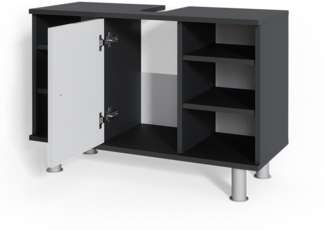 Vicco Waschbeckenunterschrank Anthrazit/Weiß Hochglanz 80 x 54 cm mit 6 Ablage, Fynn