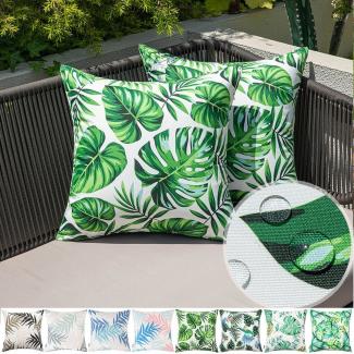 Jibenhome Kissenbezüge Outdoor Kissenbezüge Wasserdicht Sofakissen Wasserfest Dekokissen Sofa, (2 Stück), 2/4er Set Garten Zierkissen 45x45cm Kissenhülle Wasserfest Couchkissen