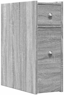 Badschrank, Badezimmerschrank Schmal mit Rollen Grau Sonoma Holzwerkstoff