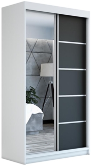 Schwebetrenschrank GAP 2-trig Schrank 120 cm (mit Spiegel) Farbe: Wei , schwarz