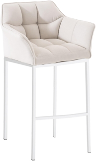 CLP Barhocker Damaso Stoffbezug mit Vierfußgestell aus Metall bis 240 kg belastbar,weiß weiß