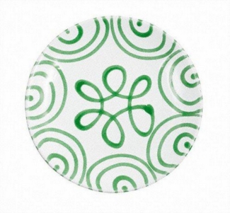 Grüngeflammt, Dessertteller Cup (Ø 20cm) - Gmundner Keramik Frühstücksteller - Mikrowelle geeignet, Spülmaschinenfest